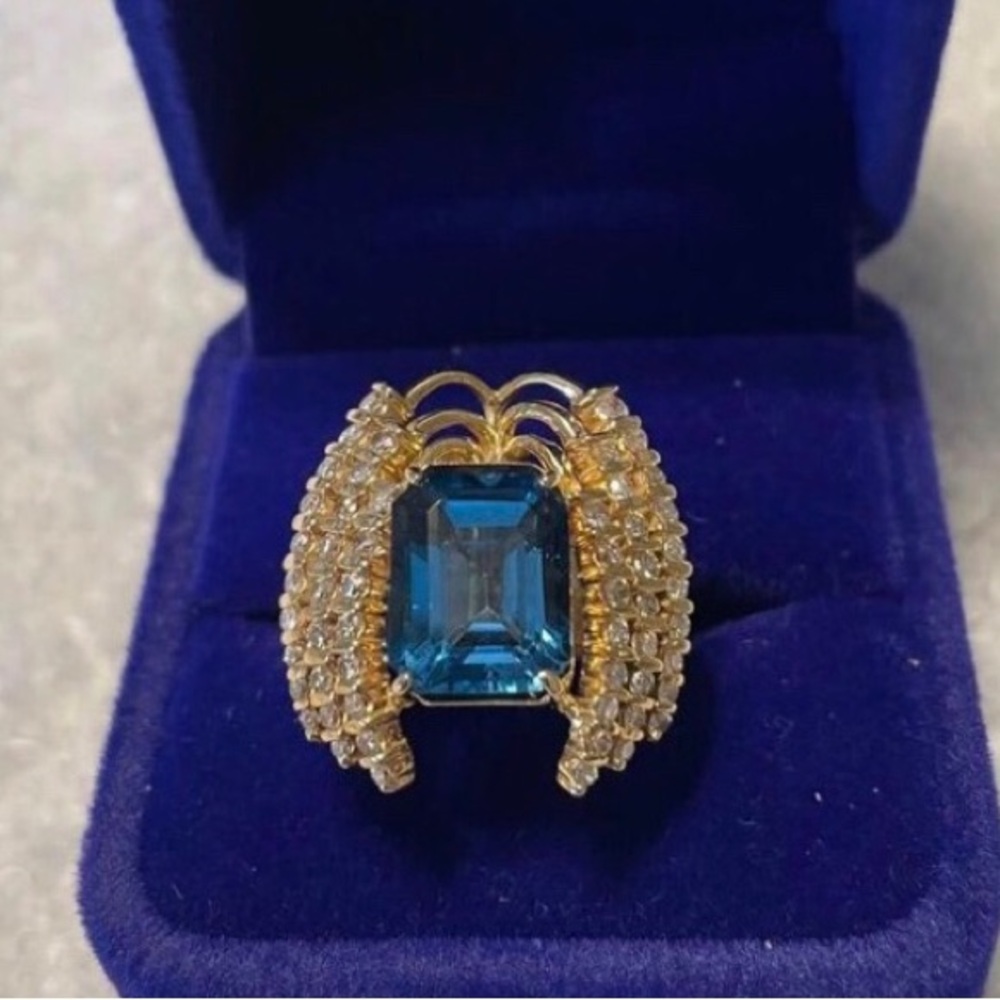 Diamond & Blue Topaz Ring